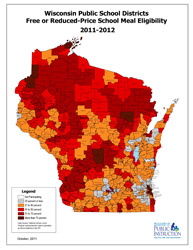 thumbnail map of Wisconsin using colors to designate high-poverty areas