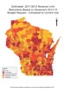 map of Wisconsin showing what the revenue limit changes will be for different areas