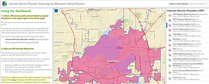 image of Internet Service Provider Coverage by School District