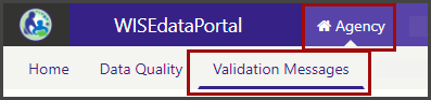Screenshot of the WISEdata Portal menu bar. 