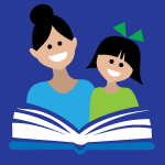 illustration of adult and child reading