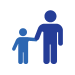 icon of parent and small child standing, holding hands