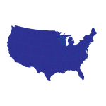  blue icon of the shape of the united states