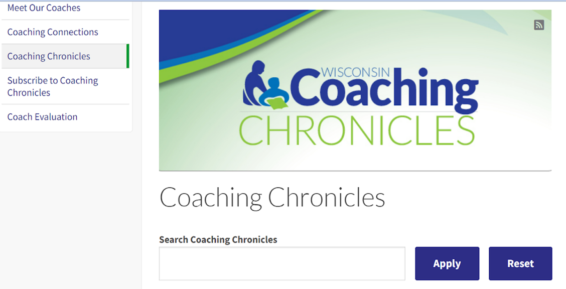 screenshot of coaching chronicles webpage search bar