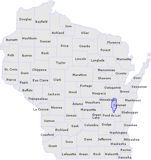 Map of Wisconsin Counties that link to CACFP site pages