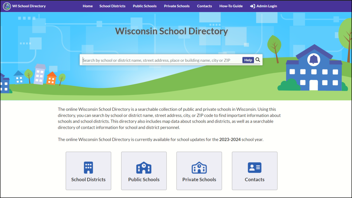 School Directory main page screenshot.