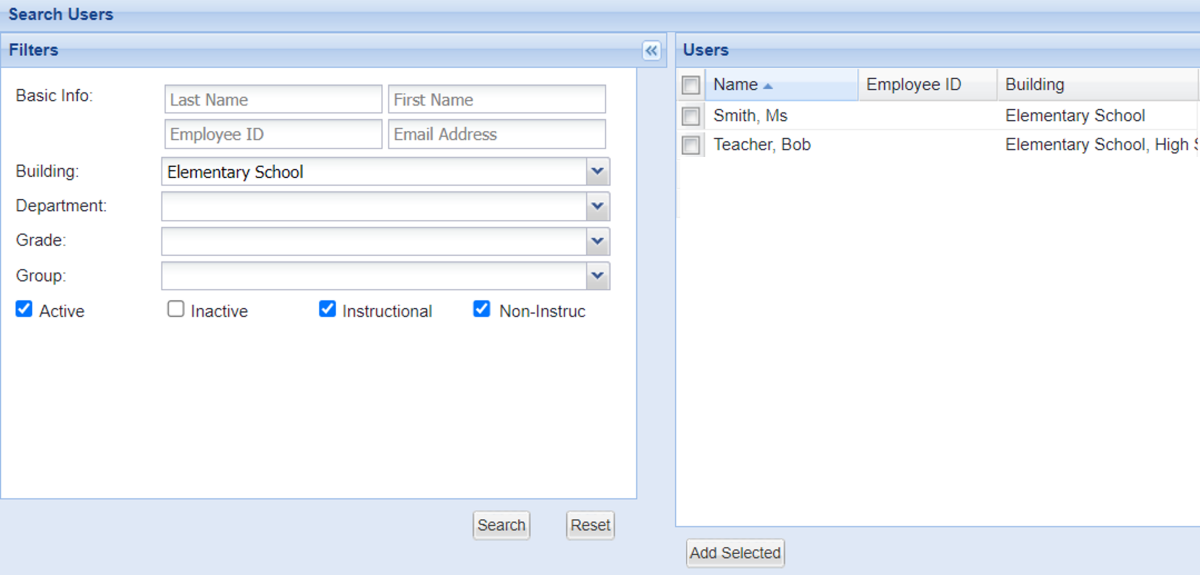 screenshot of adding users window for the group