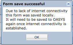 screenshot of form save successful message