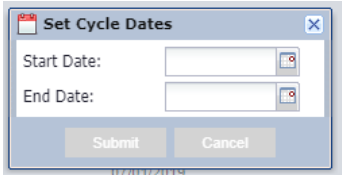 screenshot of set cycle dates window