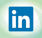 LinkedIn logo over DPI swirl