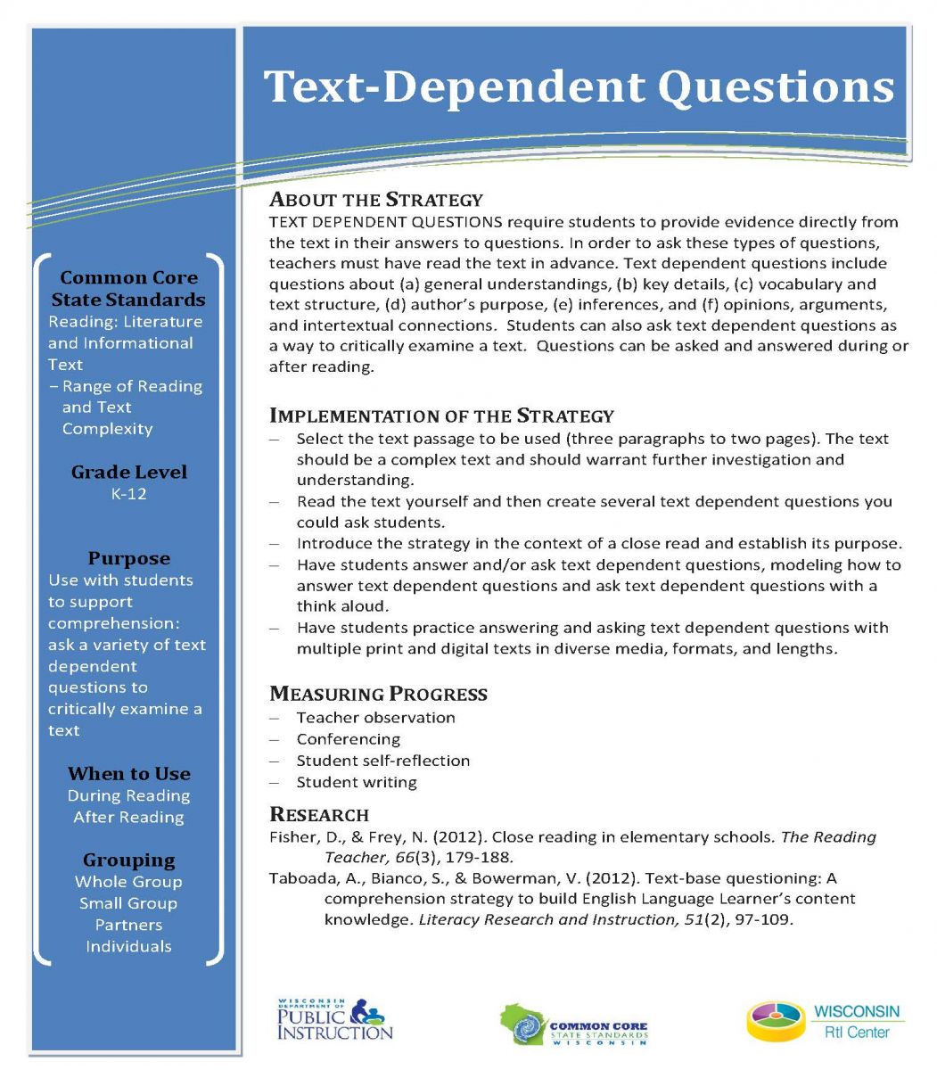 Text Dependent Questions
