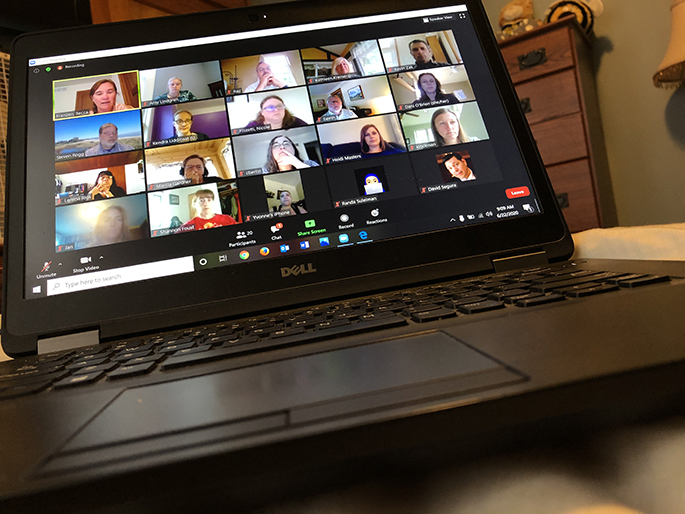 Group of educator faces on computer screen