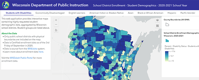 image of school district enrollment web mapping application