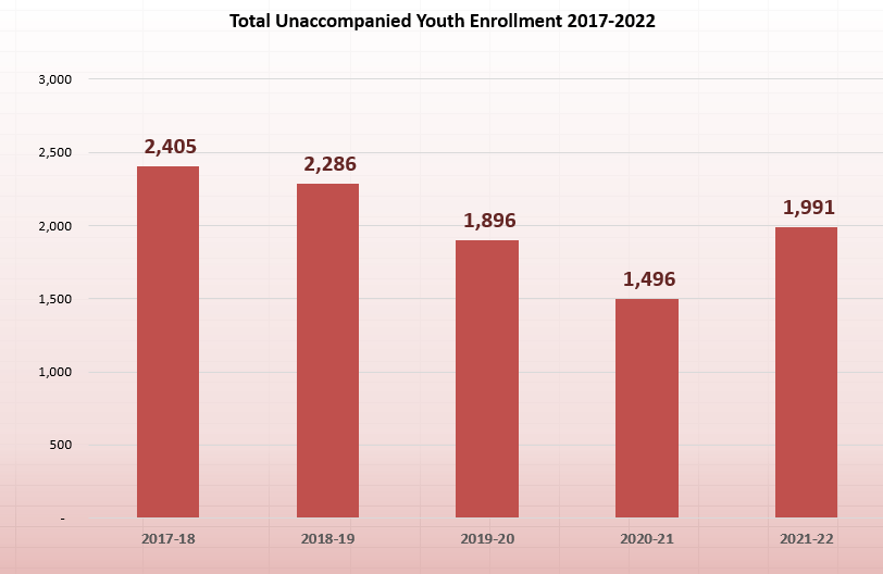 Unaccompanied Homeless Youth 2017 to 2022
