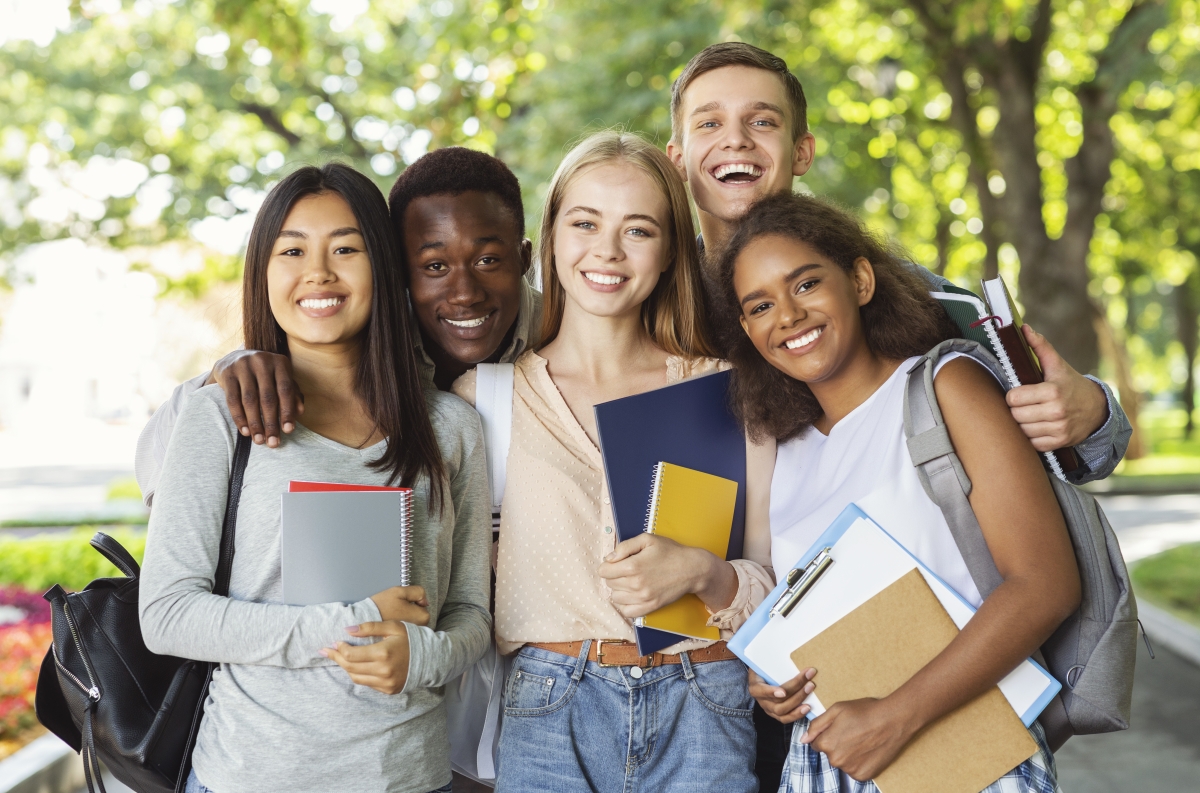 High School Students Outside Smiling