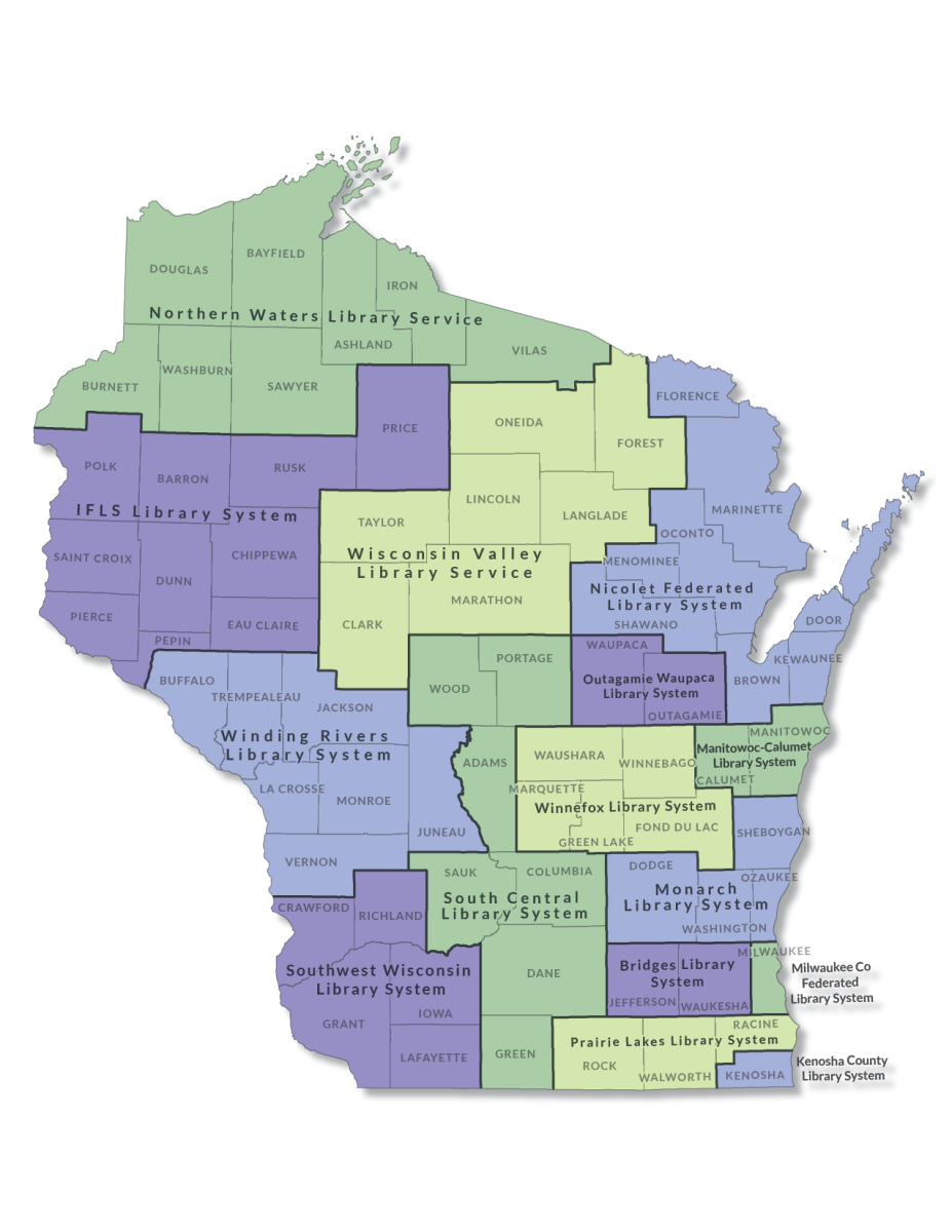 Map of Wisconsin's regional public library systems