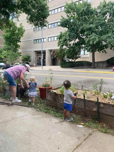 At Creative Learning Preschool and Childcare Center in Madison, Wisconsin, raised bed gardens provide access for children to learn how to care for plants with the help of teachers from the Garden Club.