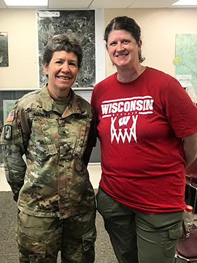 State Superintendent Jill Underly, right, poses for a photo with Brigadier General Joane K. Mathews at the Educator Leadership Rendezvous.