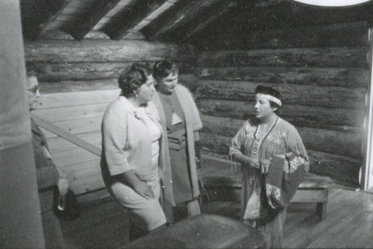 Merlene Keshena and Frances Weso-Walker at the Menominee Logging Museum