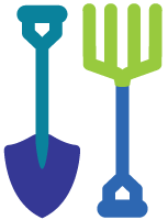 shovel and rake icon