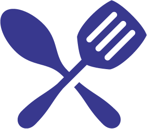A spatula and spoon crossed diagonally