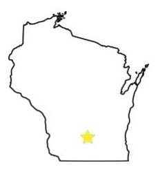 Map of Wisconsin with Madison starred