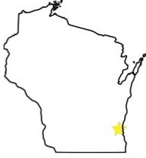 Map of Wisconsin with Milwaukee starred