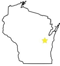 Map of Wisconsin with Madison starred