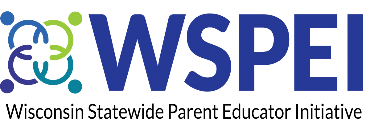 WSPEI logo,  kids on top of wisconsin