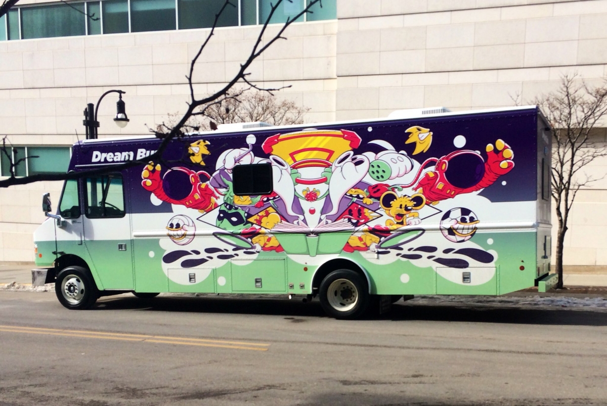 The new Dream Bus, featuring artwork from local Madison artist Rodney Lambright II