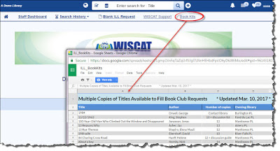 Book Kits link in toolbar displays only to library's staff and opens to current list of kits libraries are willing to lend through interlibrary loan