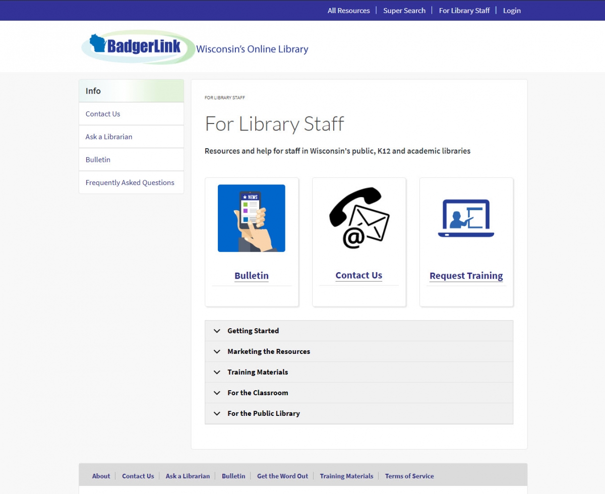 Screenshot of For Library Staff page