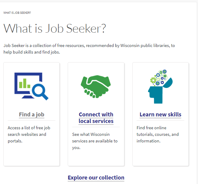 Wisconsin Job Seeker Website home page