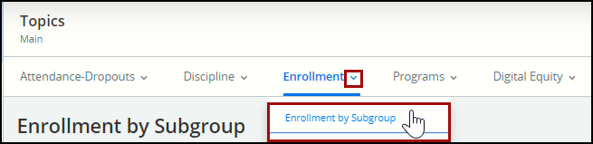 Screenshot of Enrollments by Subgroup