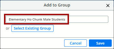 Type in the name of your cohort group, then click Save.
