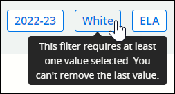 Example of a WISEdash Districts "hover" showing a message about a filter