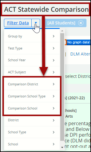 Comparison filter to use on Statewide Comparison dashboard