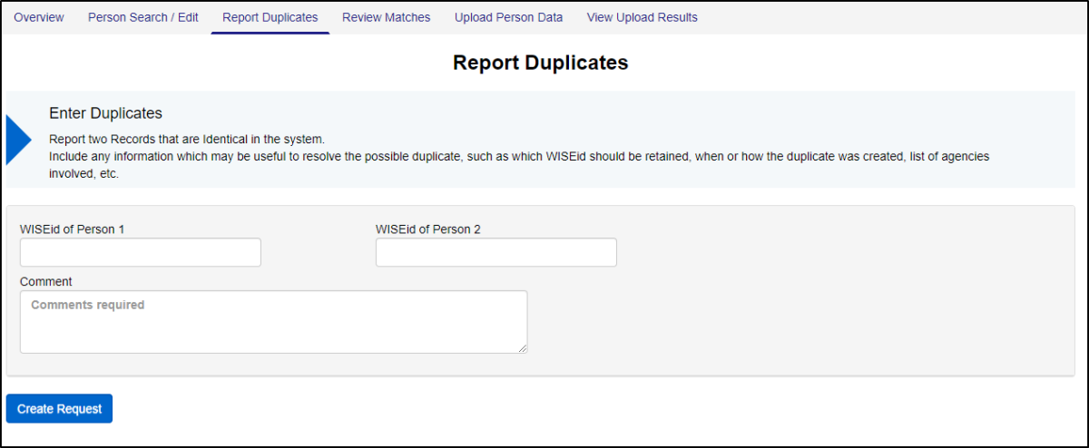 image of reporting duplicate person records in wise ID