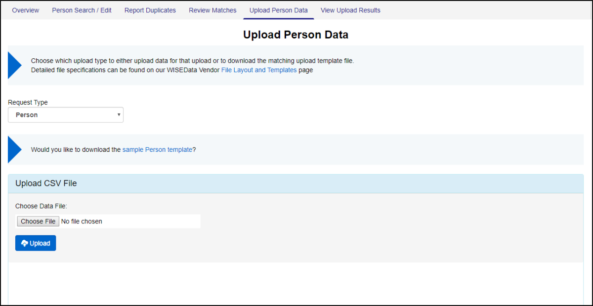 image of upload person data screen