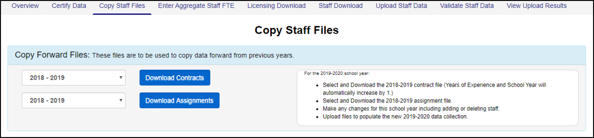 image of the copy staff files screen in WISEstaff