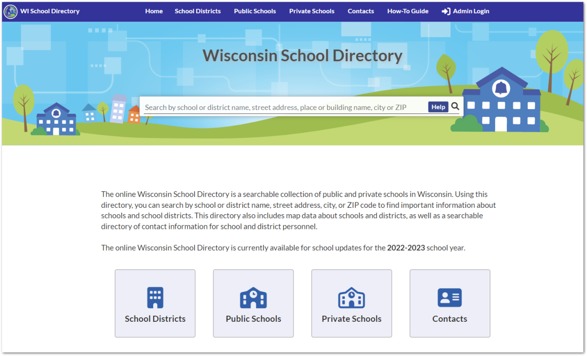 image of school directory home page