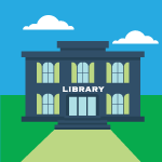 Illustration of a library building