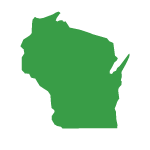 Silhouette of Wisconsin in dark green
