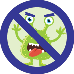 A green monster with a giant 'no' symbol over it