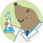 A mole (animal) with a mole on its face, holding a Chemistry beaker
