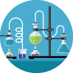 Beakers and test tubes in a chemistry lab