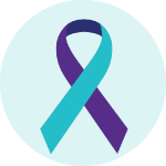 Suicide awareness ribbon in teal and purple