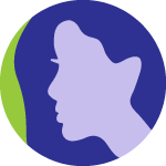 Blue and purple silhouette of a woman's face